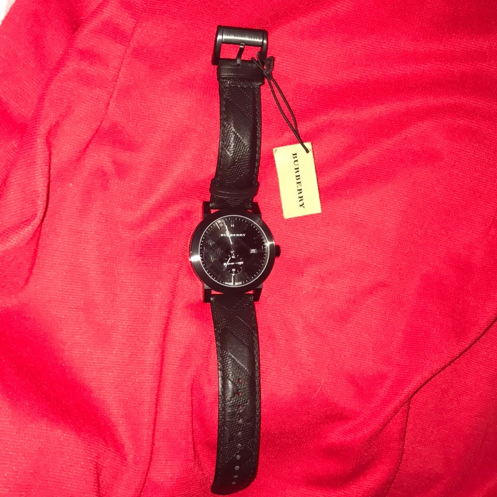 Burberry black leather watch- never been worn